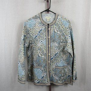 Vintage Appleseeds Quilter Reversible Patchwork Blue Jacket Paisley Floral